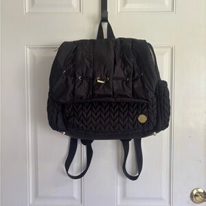 HAPP Black Levy cushioned straps lightweight Herringbone Diaper Backpack.In EUC